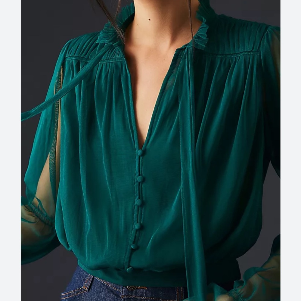 Anthropologie sheer tulle blouse